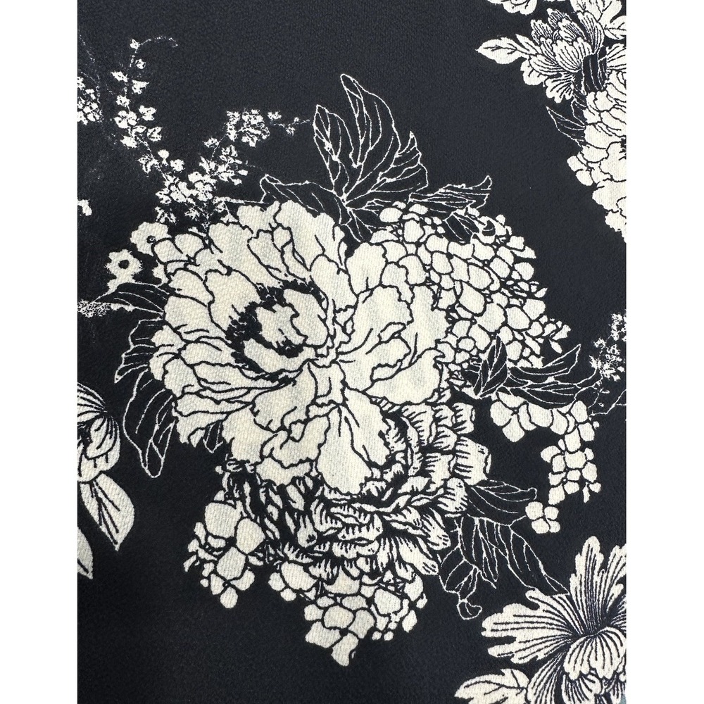 Monteau Maxi Dress Women Small Black Flower Print Side Slit Elastic Waist Straps - Picture 10 of 13